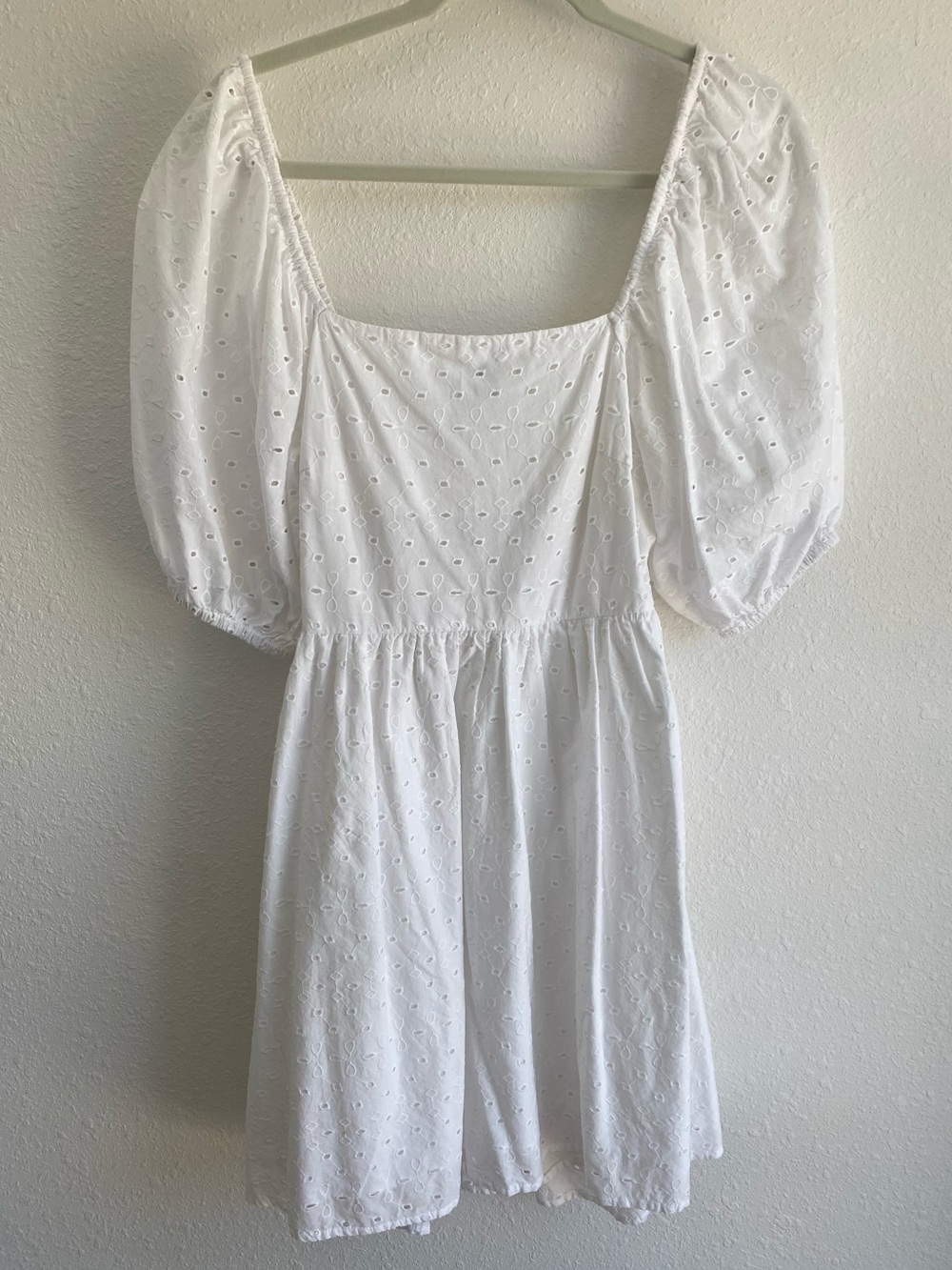 a new day White Eyelet Puff Sleeve Mini Dress